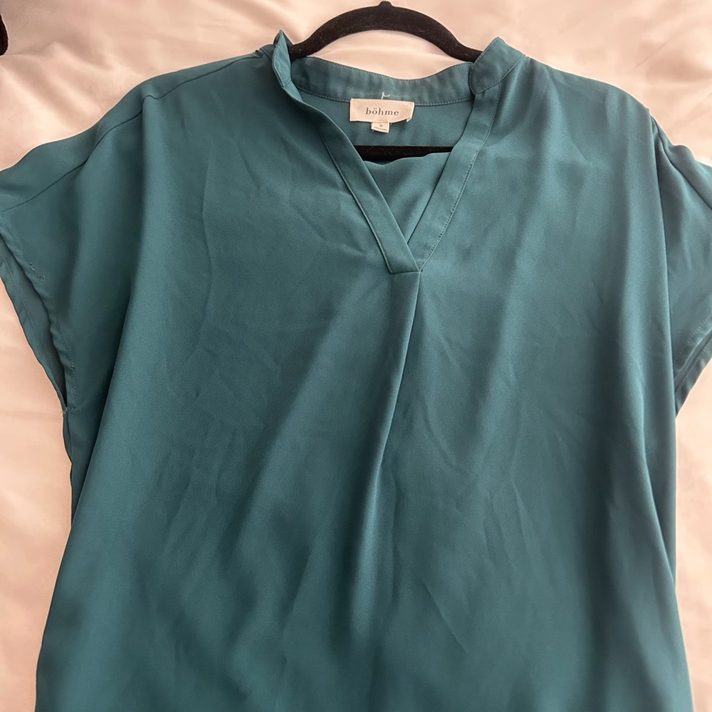 Bohme Teal V-Neck Blouse